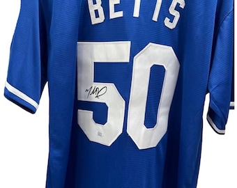 Signed Mookie Betts Blue MLB Jersey Autographed JSA COA