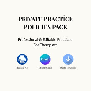 Pacote de Políticas para Consultórios Particulares de Terapeutas | Modelos Editáveis do Canva | Políticas para Aconselhamento e Terapia | Download Imediato