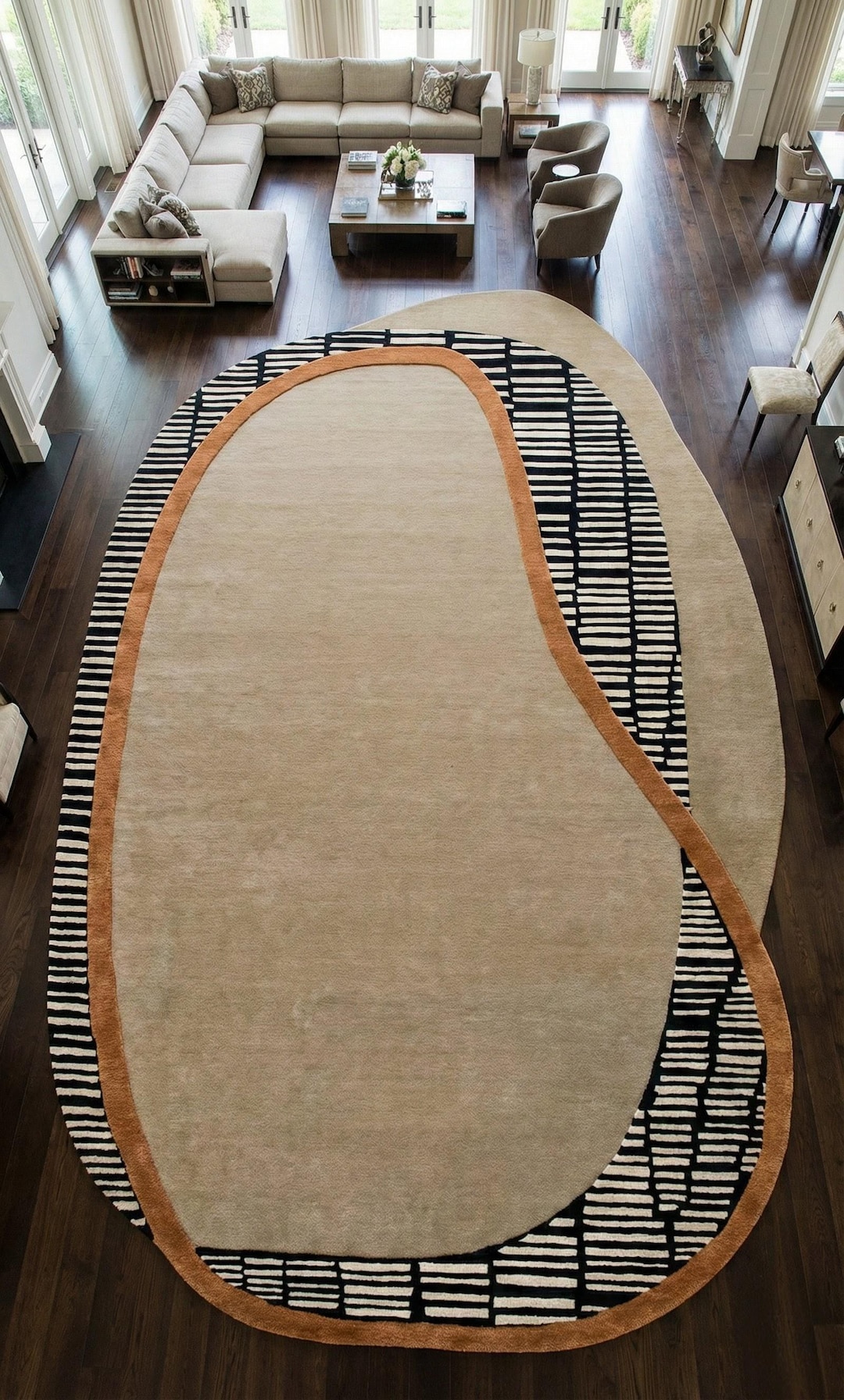 Unique Shape Runner Rug Hallway Runner Rug, Irregular Shape Carpet, Abstract Neutral Rug ...
