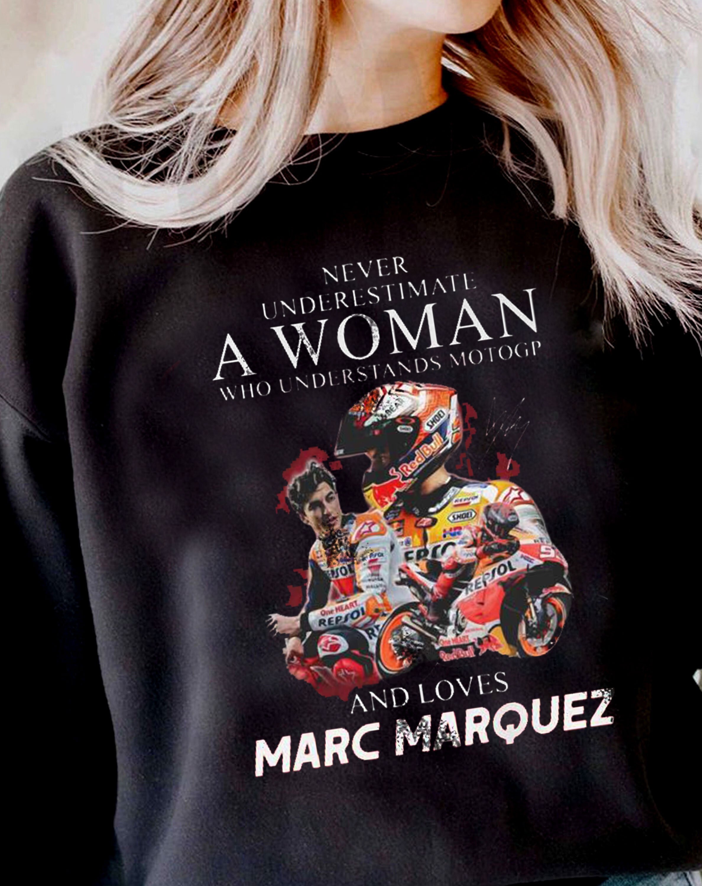 Marc Marquez MotoGP Ladies Womens Zip Up Hoodie Red Official Merchandise New 