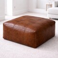 Large Dark Brown Moroccan Leather Ottoman Pouf Genuine Leather Coffee Table Footstool Hassock Handmade Custom Size product logo
