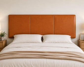 Cabecero de cama marroquí de cuero hecho a mano: Montaje en pared, piel auténtica curtida vegetalmente.