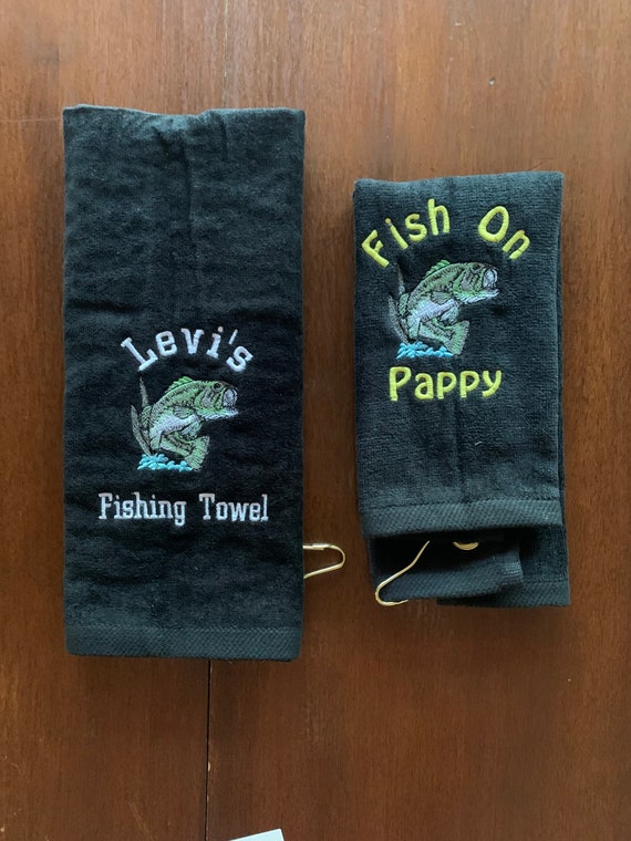 Fishing Towel Gift, Fishing Towel, Personalized Towel, Embroidered Towels,  Camping, Kitchen Towel, Fish, Fathers Day, Camping, One Towel 