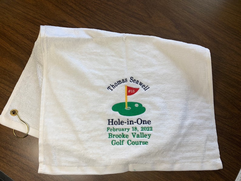 Hole in One Golf Towel Custom Embroidered Personalized Golf Etsy