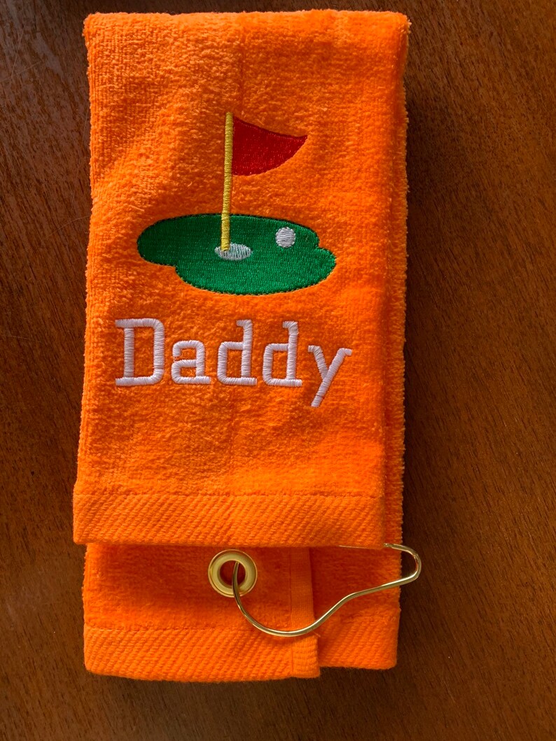 Personalized golf towel with grommet and hook 11 x 16 or 16 x Etsy