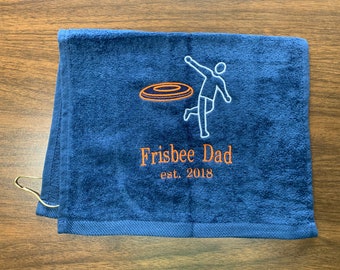 Personalized disc player towel with custom embroidery included