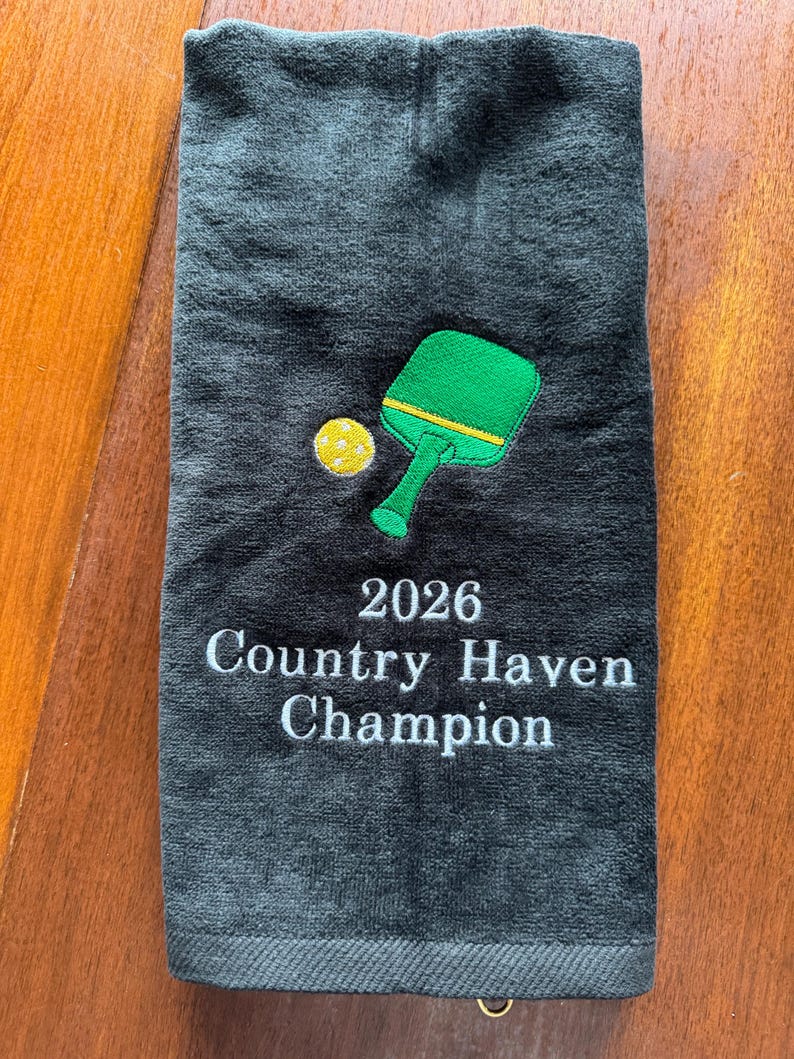 Embroidered Pickleball Towel: Personalized Sports Gift, Custom Name Design image 11
