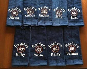 Custom Embroidered Basketball Towel with lettering included, ALL sports available, senior night gift, one towel, order as many as you need,