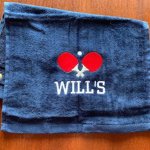 ping pong towel, Custom Personalized, Embroidered Towel, Sports Towel, ping pong Gift, Fathers Day,