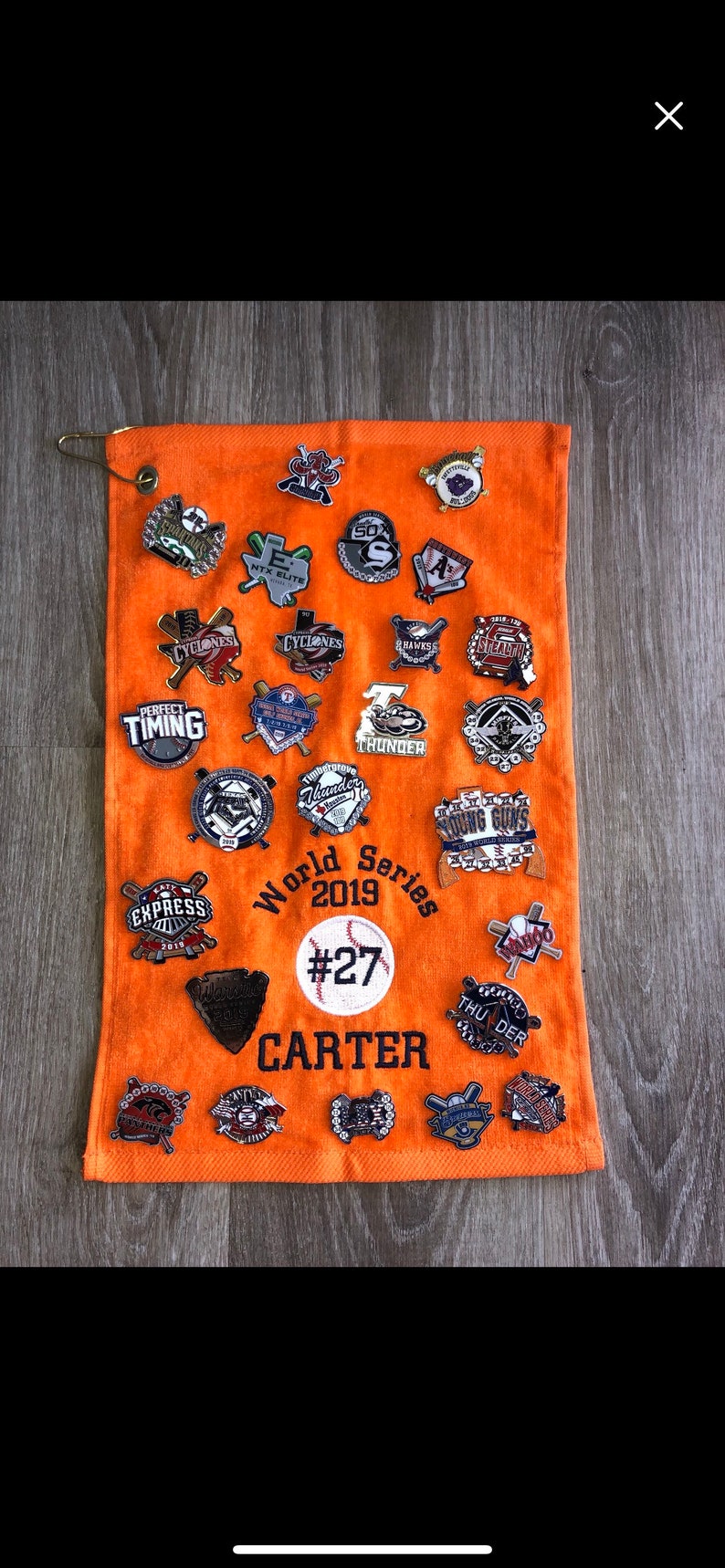 Personalized baseball towel or softball towel, team gift, school sports, pin towel, no pins included, with or without hook, image 4