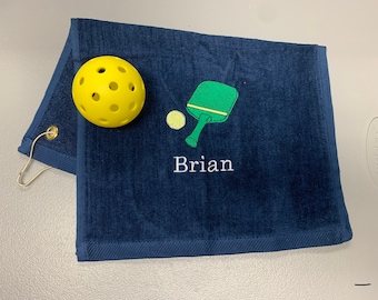 Custom Embroidered Pickleball Towel: Personalized Paddle Ball Gift