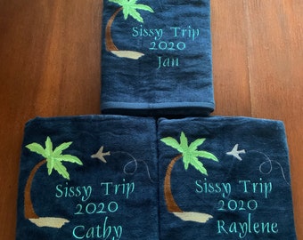 Custom personalized Beach Towels / made to order/ Anniversary vacation towel / terry velour, birthday bash vacation towels,