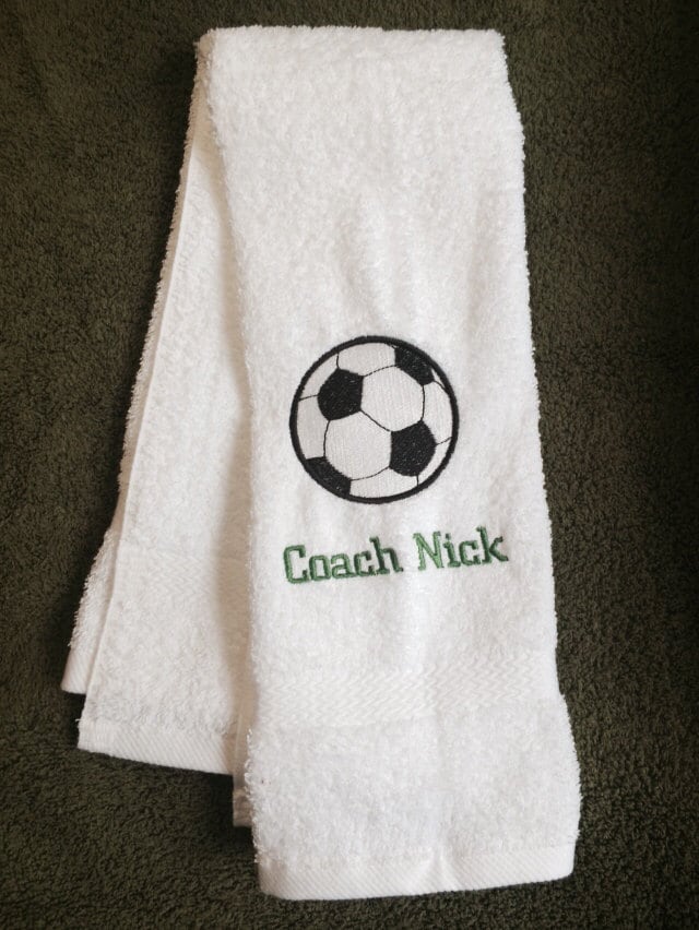 Personalized soccer towel embroidered Two size choices Etsy