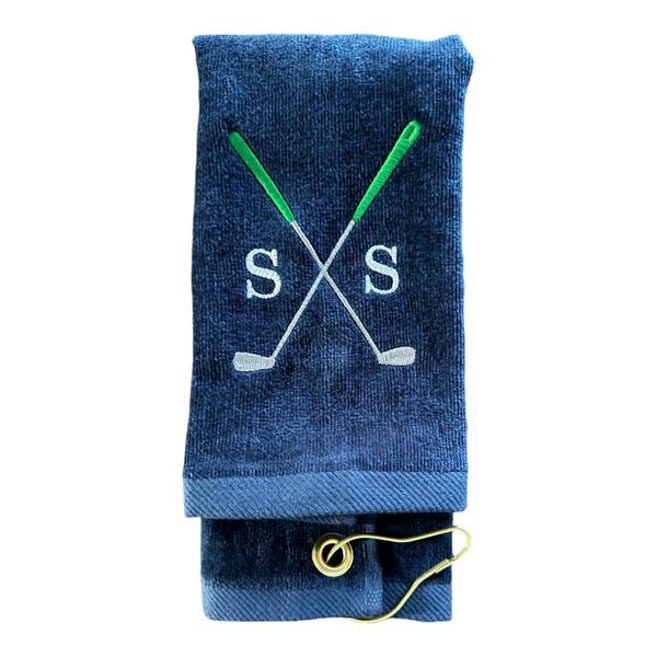 Personalized Embroidered Golf Towel: Cross Clubs Design