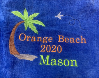 Custom personalized Beach Towels / made to order/ vacation towel / terry velour, birthday bash vacation towels,