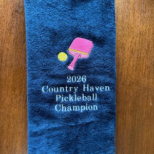 Embroidered Pickleball Towel: Personalized Sports Gift, Custom Name Design image 10