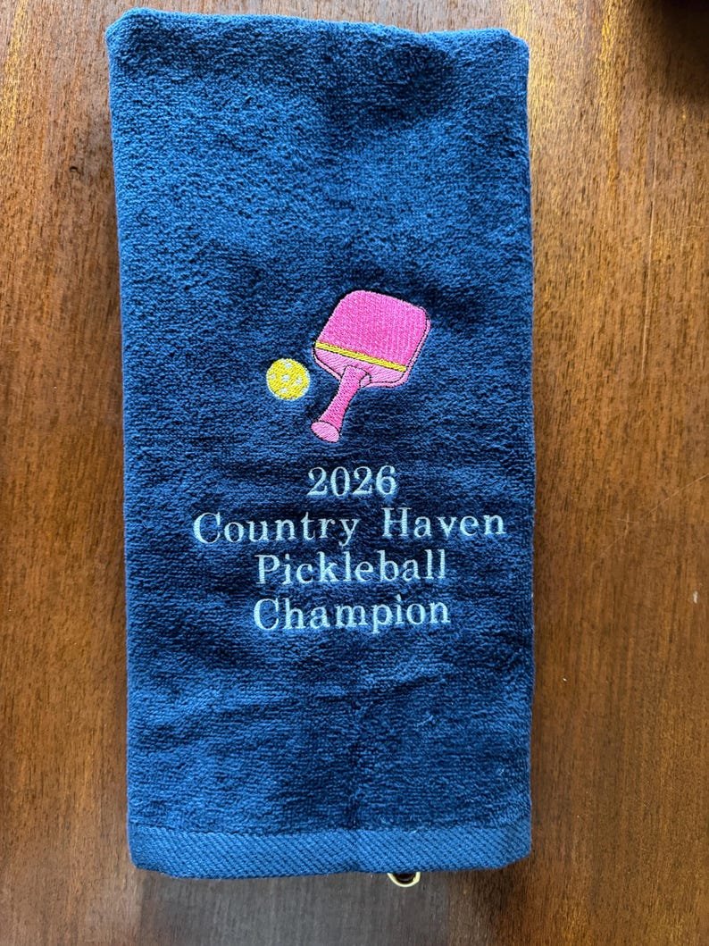 Embroidered Pickleball Towel: Personalized Sports Gift, Custom Name Design image 10