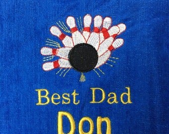 Custom Personalized Bowling towels, embroidered towels, bowling, personalized gift, fast turnaround