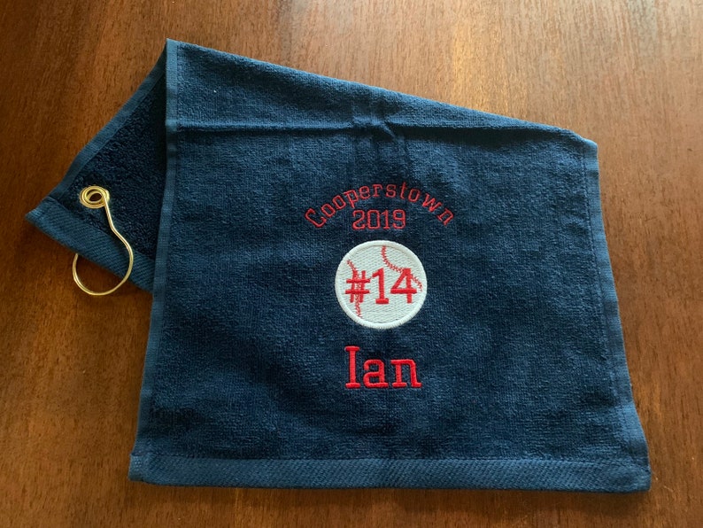 Personalized baseball towel or softball towel, team gift, school sports, pin towel, no pins included, with or without hook, image 3