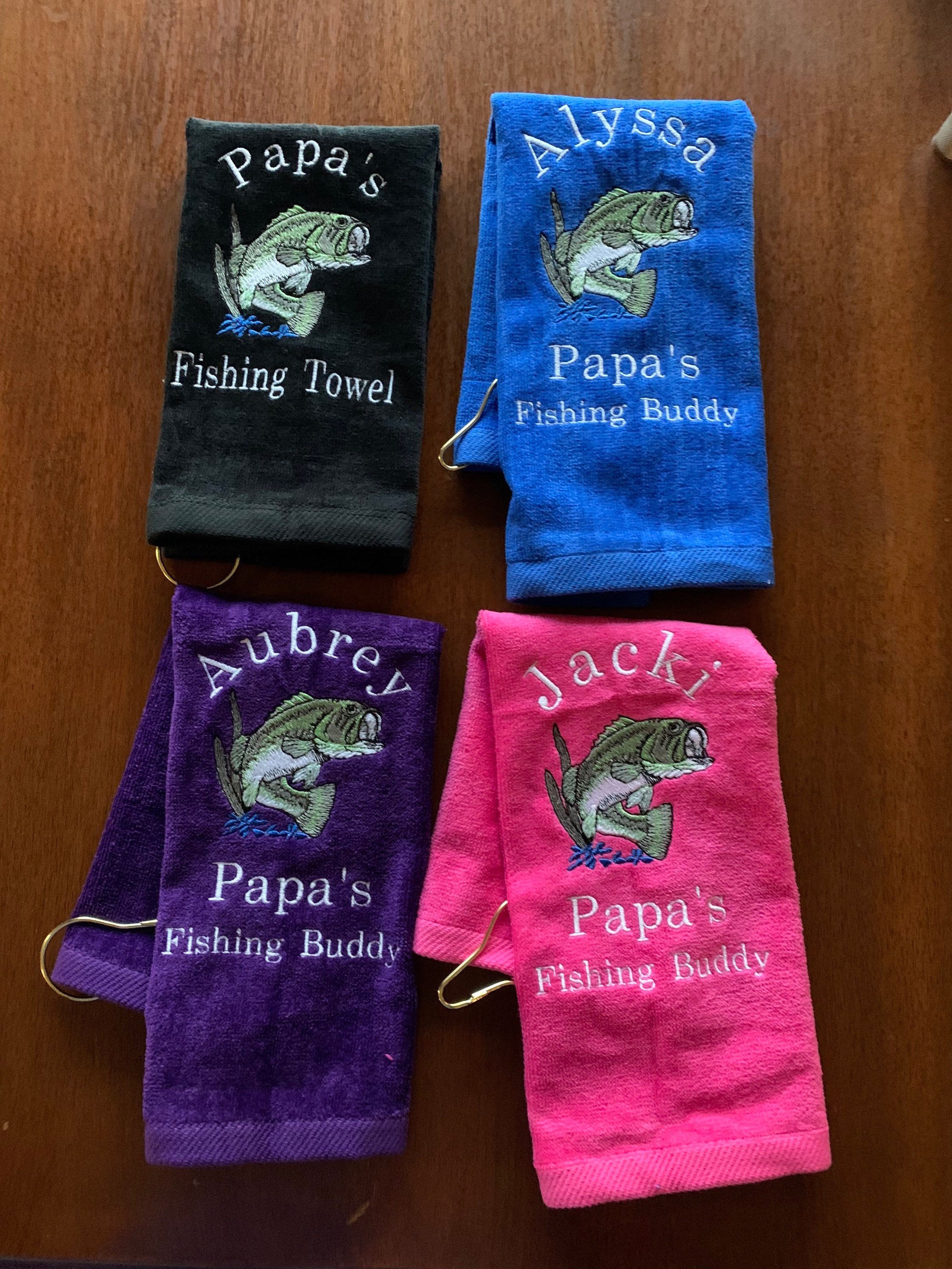 Personalized Fishing Towel, Fathers Day, Gift for Men, Retirement Fishing  Towel, Camper Kitchen Decor, Embroidered Towels, Fish on Dad 