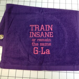 Fitness towel, Personalized, gym towel, workout towel, sweat towel, exercise towel, sport towel, exercise gift, monogram, name or any saying image 7