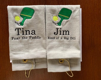 Embroidered Pickleball Towel: Personalized Sports Gift, Custom Name Design