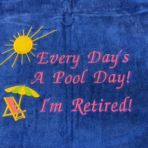 Custom Embroidered Retirement Beach Towel: Personalized Terry Velour Gift (30x60)