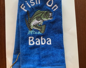 Fishing, Bass fishing towel, fishing gift, personalized fishing, custom fishing towel, Bait Towels, one towel