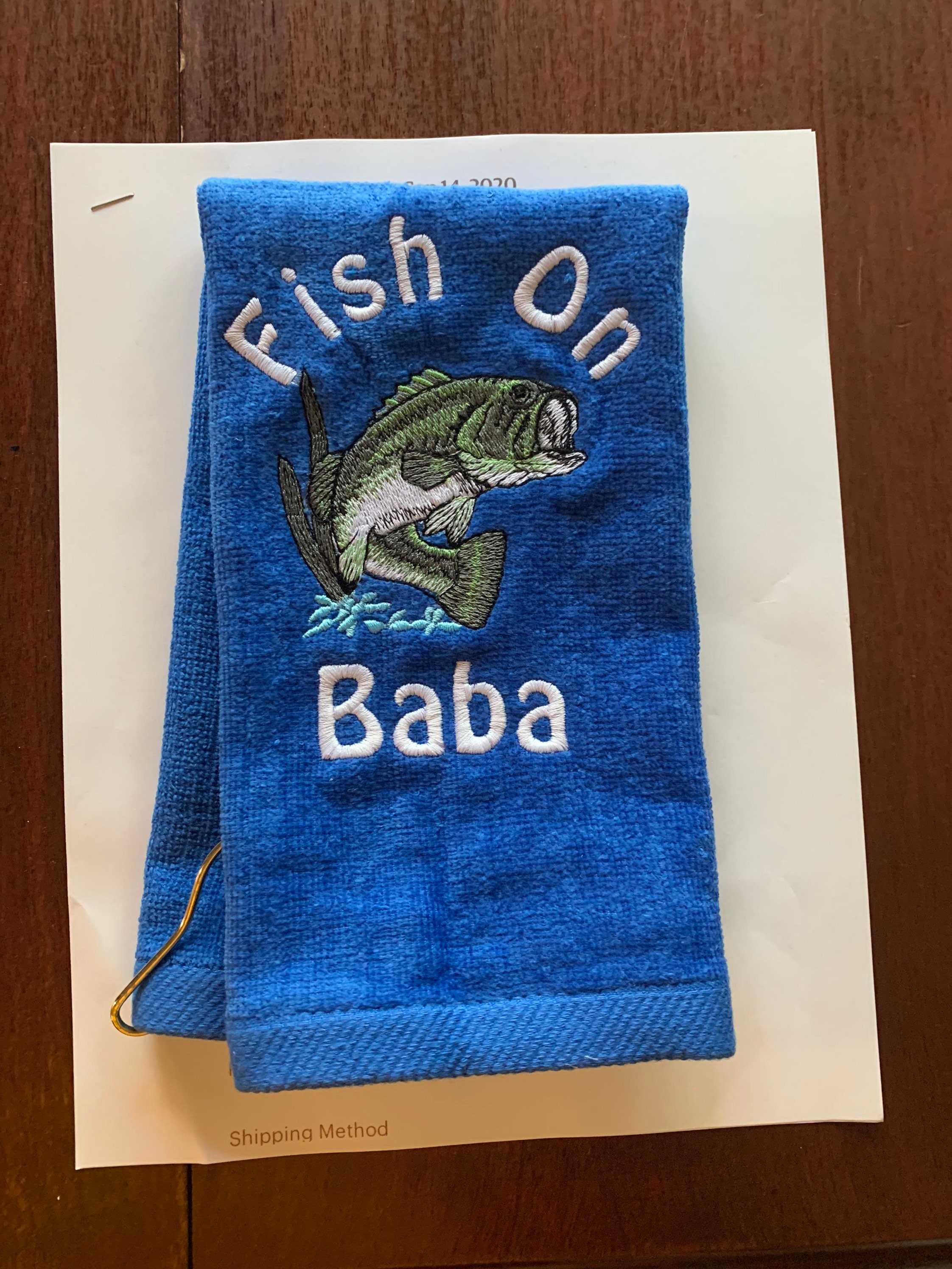 Born to fish Angling hand towel personalised with name or club 