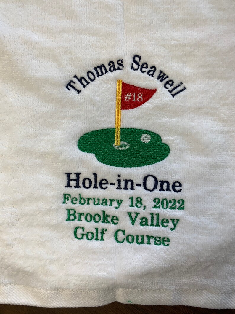 Hole in One Golf Towel Custom Embroidered Personalized Golf Etsy