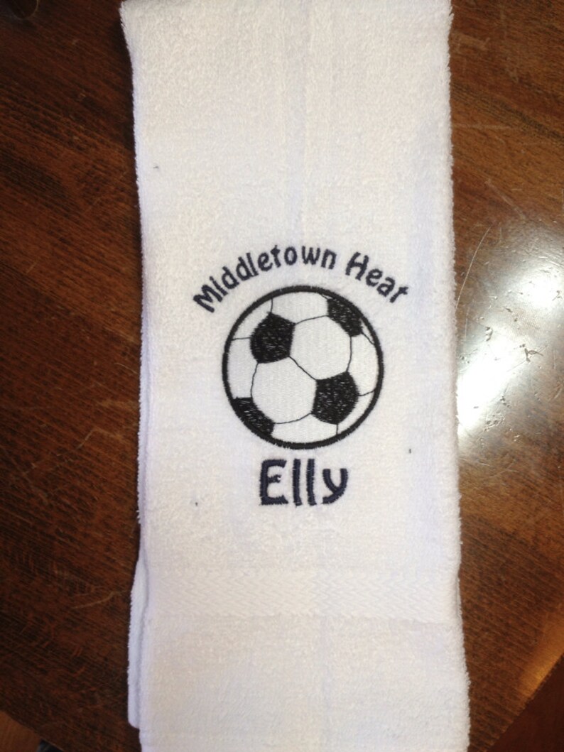 Personalized soccer towel embroidered Two size choices Etsy