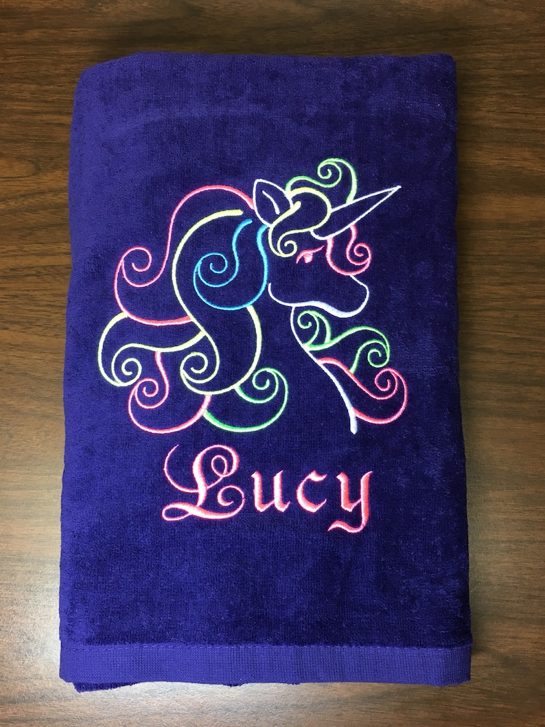 Unicorn Beach Towel Personalized Kids Towel Unicorn Etsy