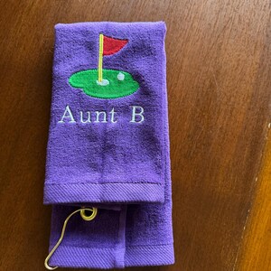 Monogrammed Golf Towel: Personalized Terry Velour, Embroidered Design Bild 15