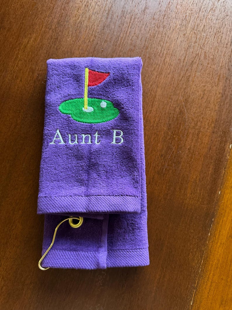 Monogrammed Golf Towel: Personalized Terry Velour, Embroidered Design Bild 15
