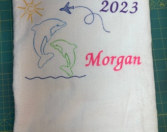 Vacation Personalized beach towel, Custom Embroidered and Personalized included,