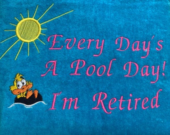 Personalized Retirement Embroidered Beach Towel, Family  jacuzzi towel, spa towel, pool towel, Mothers Day, Fathers Day,