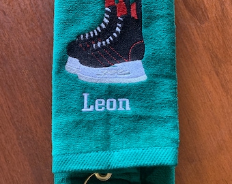 Personalized Hockey Towel: Custom Embroidered Skating Gift