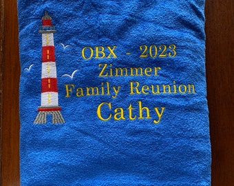Lighthouse Personalized Beach towel, Anniversary Gift, Family vacation beach Towels,Beach towel, bath towel, Personalized beach towel,