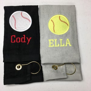 Personalized baseball towel or softball towel, team gift, school sports, pin towel, no pins included, with or without hook, image 7