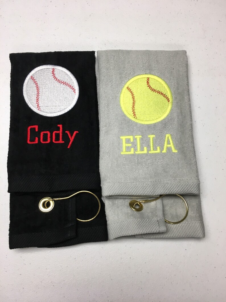 Personalized baseball towel or softball towel, team gift, school sports, pin towel, no pins included, with or without hook, image 7