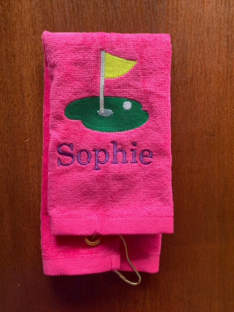 Monogrammed Golf Towel: Personalized Terry Velour, Embroidered Design Bild 9