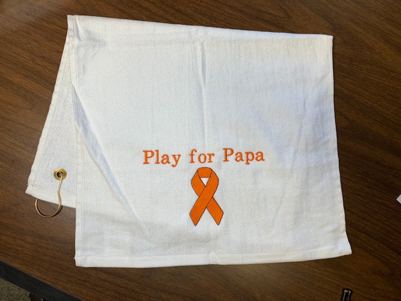 Memory towel, Custom Designed Support Personalized Towel, memory golf towel, fund raiser towels, awareness ribbon, personalized gift, image 1