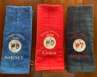 baseball towel / Softball Towel / team sports / custom embroidery included / cooperstown, World Series,