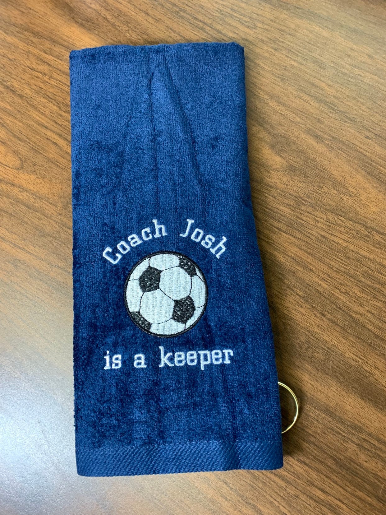 Personalized soccer towel embroidered Two size choices Etsy
