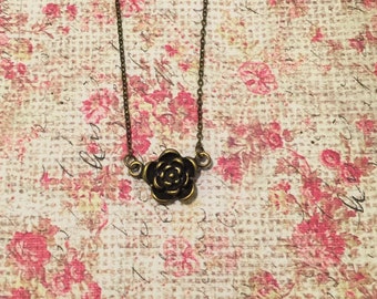 Antique Bronze Flower Necklace