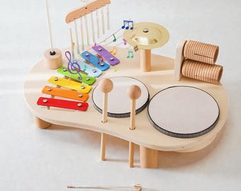 モンテッソーリ木製ピアノドラムおもちゃ、子供用楽器