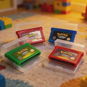 Pokémon GBA-spellenset (Engels) - Gameboy Advance-cartridgehouder met Pokémon-edities, Retro Gamer Ruby Sapphire Leafgreen Firered Emerald