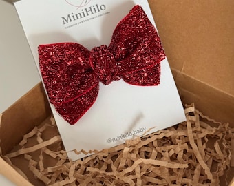 Glitterstrik voor meisjes 7 cm | Handgemaakte haarstrik | Sprankelende haarclip voor kinderen | Feestaccessoire, handgemaakt cadeau