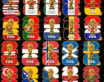 World Cup 2026 Flag Bundle SVG PNG | 48 Nations Soccer Trophy Design | Digital Download | Cricut Sublimation File | Printable Football Art