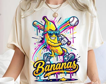Banana Baseball PNG SVG, Funny Baseball Clipart, Cool Banana Character, Sports Sublimation Design, Instant Download, Digital Print File